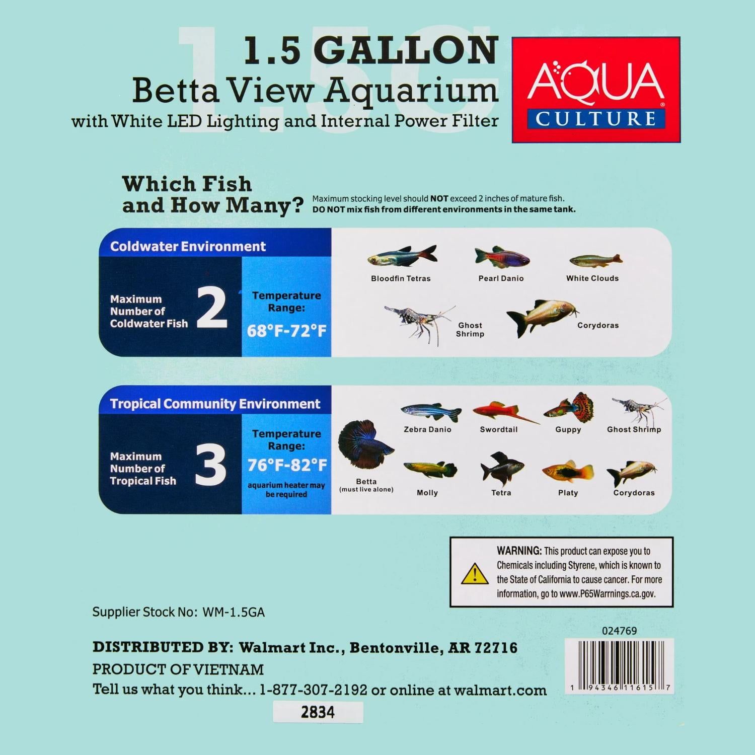 Aqua Culture 1.5 Gallon Plastic Aquarium