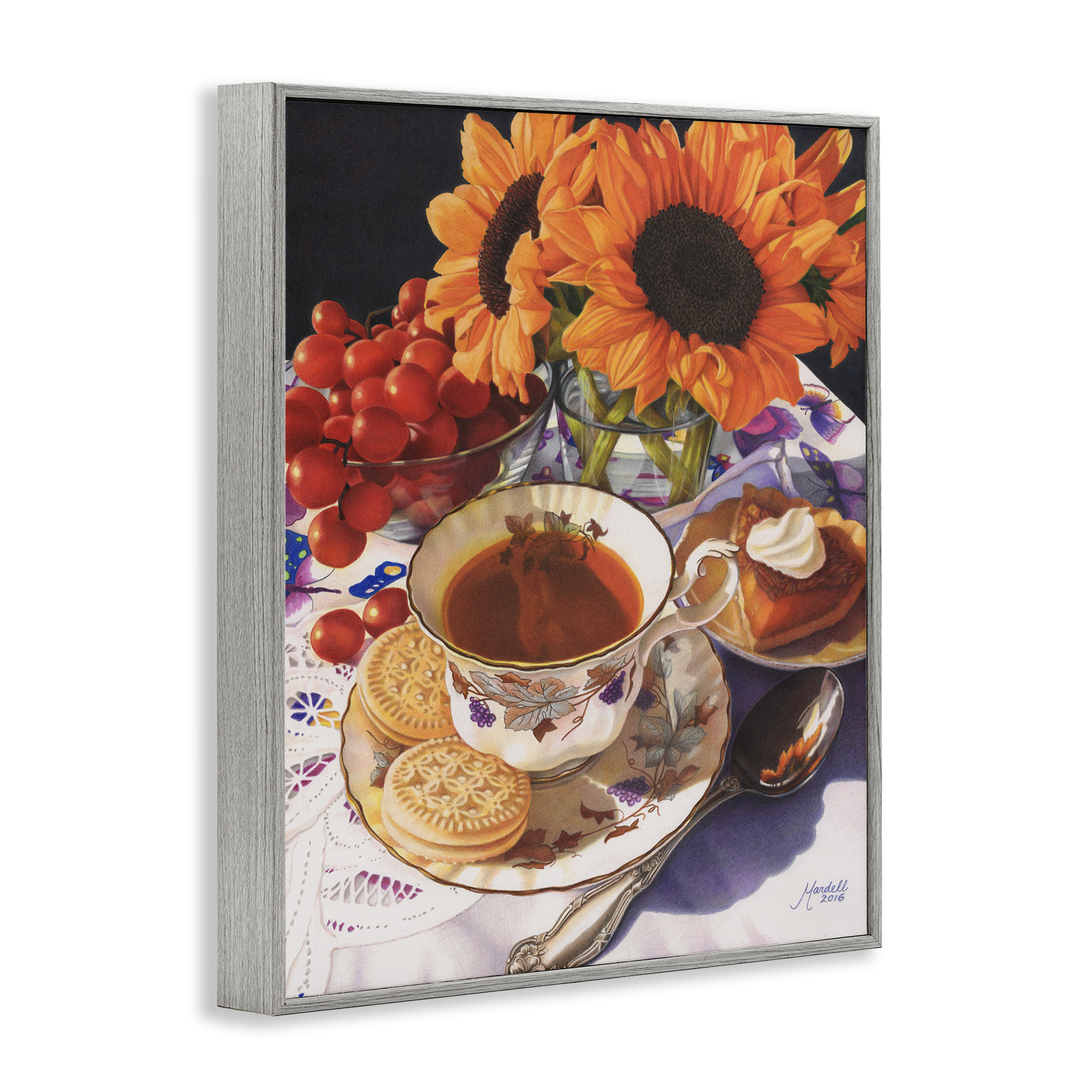 Stupell Industries Autumnal Tea Party Food & Beverage Painting Gray Framed Art Print Wall Art, 24 x 30