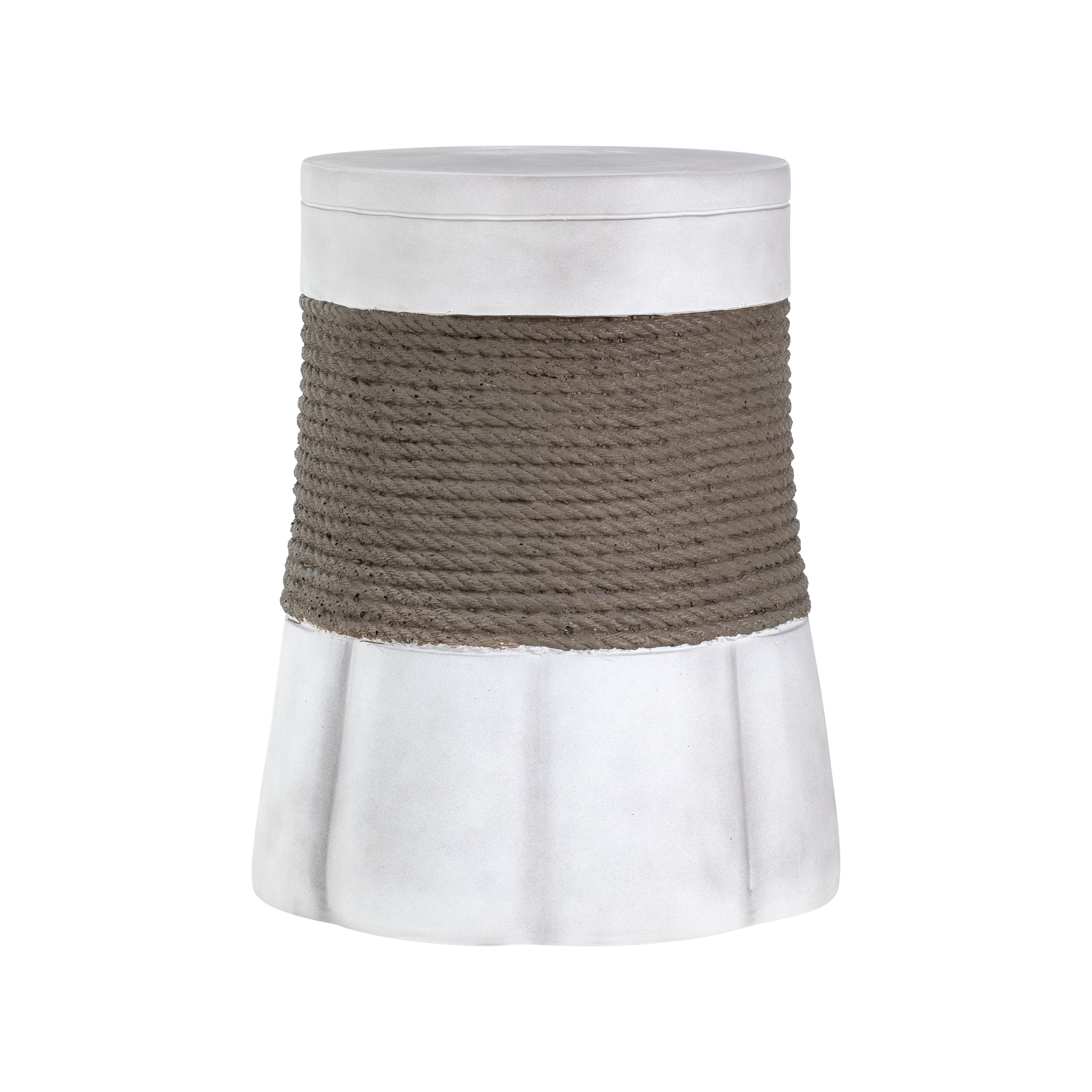 Mintazer Woven Rope Fan Base MGO Round Side Table, Weatherproof Indoor Outdoor Cylindrical Accent End Table for Patio Balcony Living Room