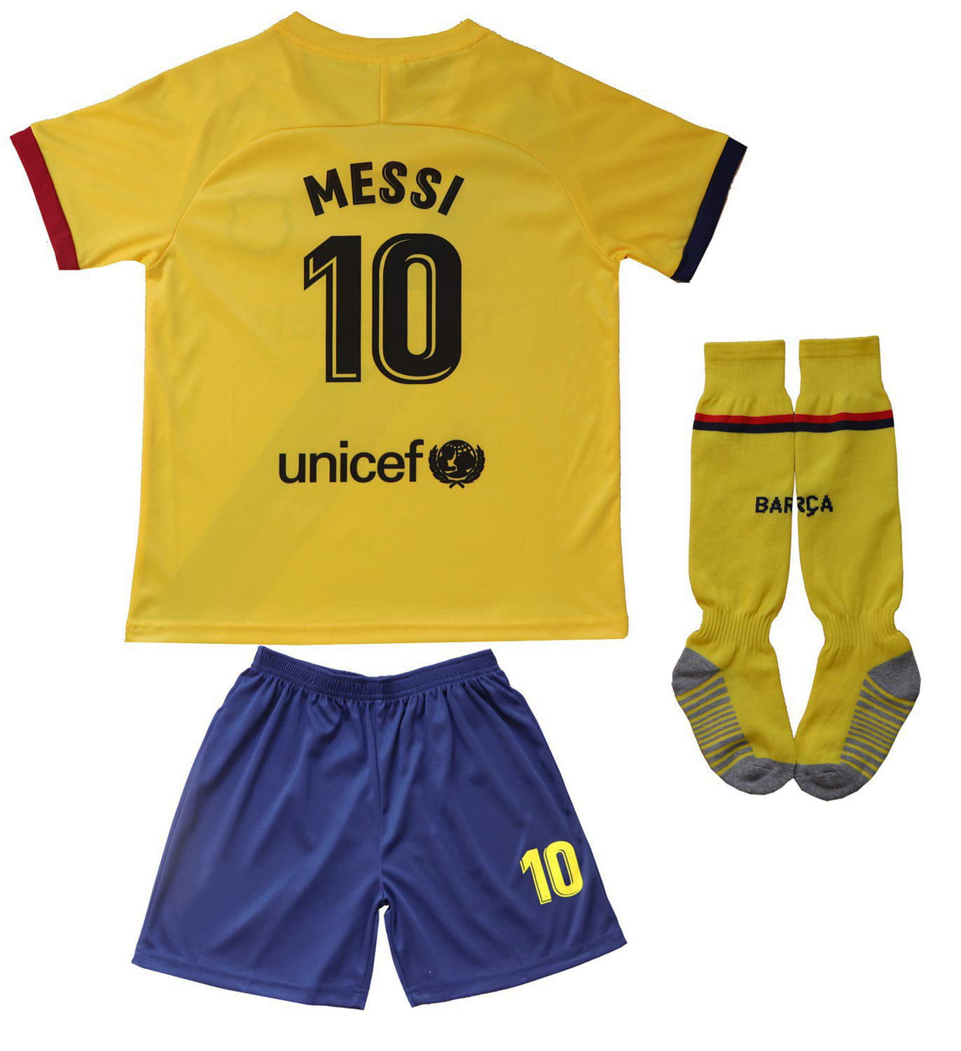 Da Games Youth Sportswear Barcelona 10 Kids Away Soccer Jersey/Shorts Football Socks Set 