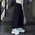 thumbnail image 5 of DJDLJWCJ Big Girls Cargo Pants Straight Leg Multi-pocket School Uniform Pants Elastic Waist Comforty Loose Fit Casual Pants Black Size 5, 5 of 7
