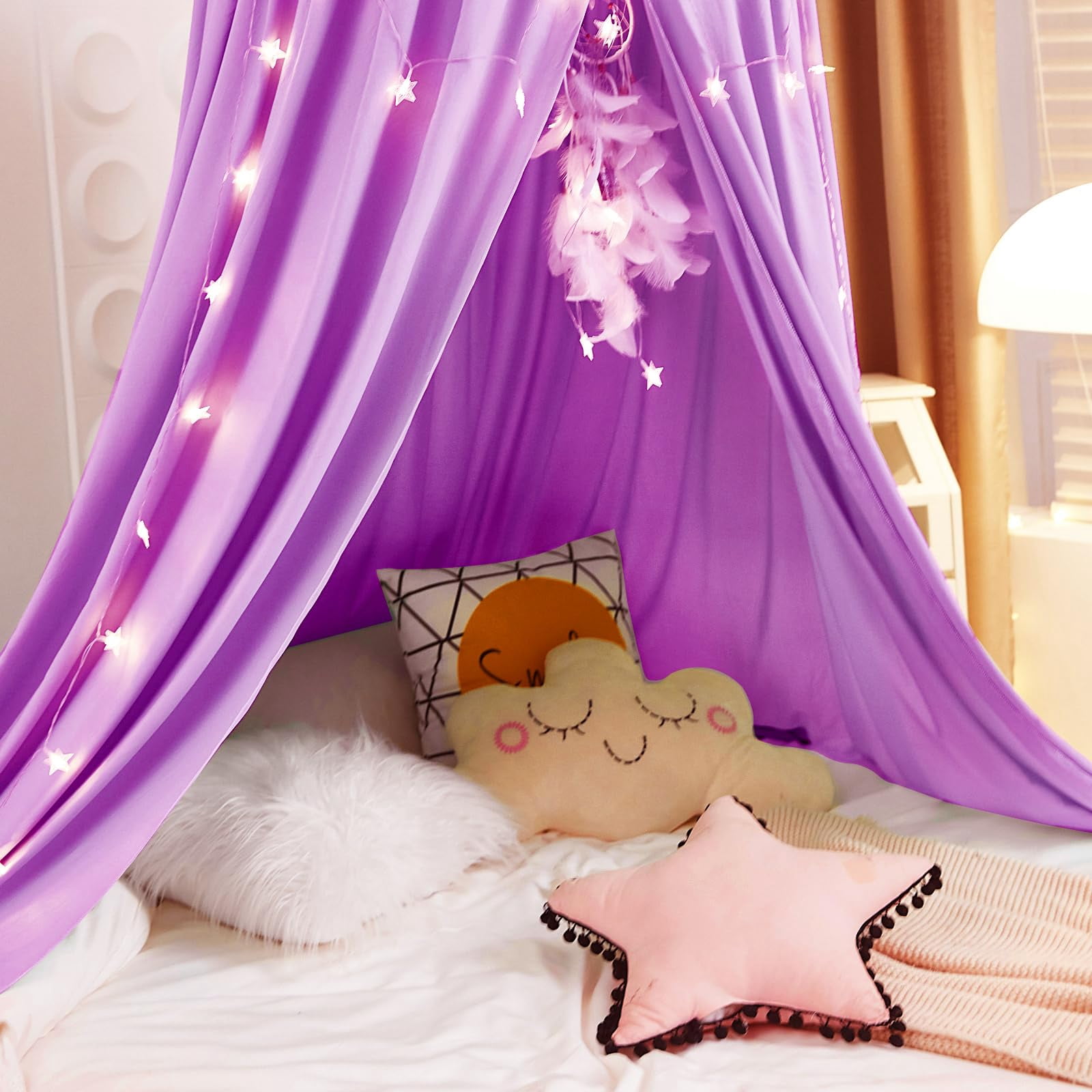 Decor For Bed  Soft Smooth Playing Tent Room Decoration Princess Castle Dreamy Mosquito Net Bedding Reading Nook Canopies In Home (purple)
