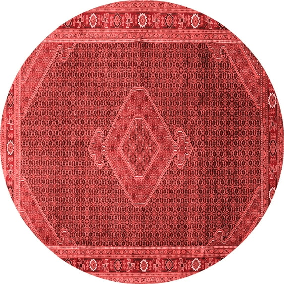 Ahgly Company Indoor Round Medallion Red Traditional Area Rugs, 8' Round