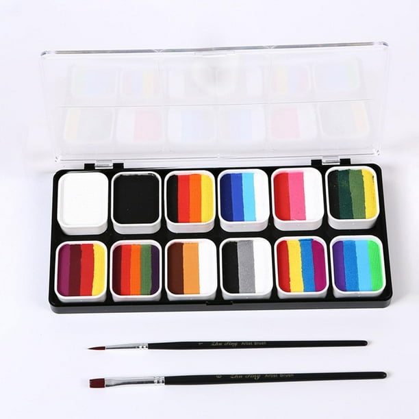 Face Body Paint Set Pintura facial con pinceles Paleta de pintura fácil de usar Paleta cosmética para disfraces Festivales de música Festival Fiesta Fernando Pintura de cara y cuerpo