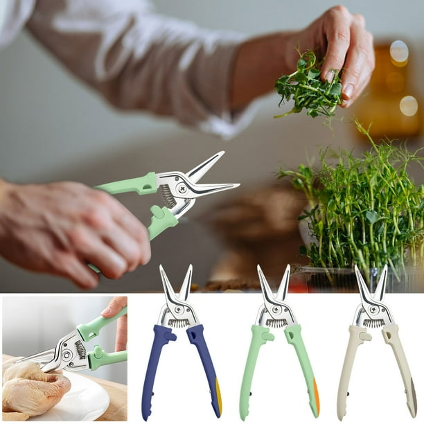 Tijeras de cocina multifuncionales | Tijeras de acero inoxidable 3CR13 para trabajos pesados | Carne, aves, pescado, verduras, cortador de hierbas | Mango ergonómico antideslizante | Accionado por