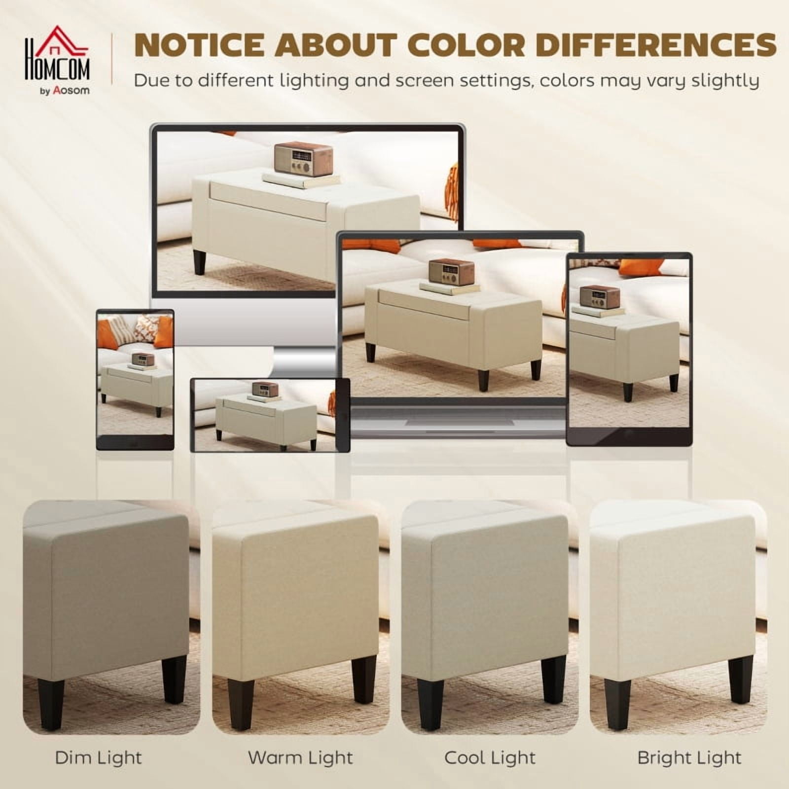 Alvantor Storage Ottoman Bench with Lift Top, Linen Upholstered Entryway Seat 36.25"x15.75"x15.75" Beige