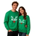 thumbnail image 4 of Qulqfy Womens Sweatshirts Green Reindeer Xmas Long Sleeve Christmas Warm Cute Fleece Lined Sweatshirts Christmas Pajamas for Couples L, 4 of 6