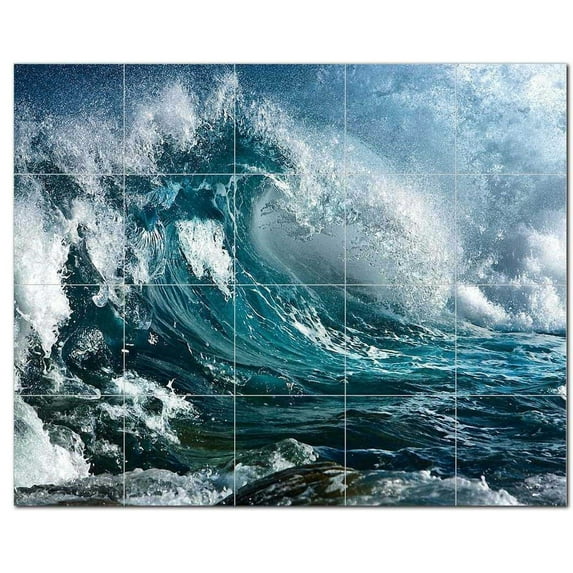 Wave Picture Ceramic Tile Mural Kitchen Backsplash Bathroom Shower 406312-L54