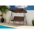 thumbnail image 2 of Mcombo 3-Person Outdoor Swing with Convertible Canopy 4003 (Brown), 2 of 8