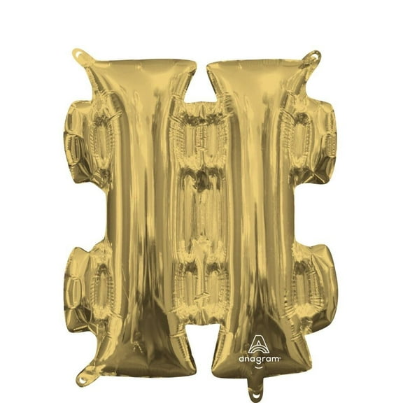 16 inch Symbol # - Anagram - White Gold (Air-Fill Only) Foil Mylar Balloon - Party Supplies Decorations