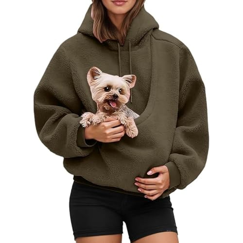 Hoodie with Dog Pouch, Pet Pocket Hoodie, Sweatshirt with Dog Pouch for Women