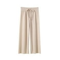 thumbnail image 5 of GYRATEDREAM Girls Wide Leg Pants High Elastic Smocked Waist Casual Flowy Cute Long Trousers Lightweight Kids Joggers for 9-10Y Khaki, 5 of 6