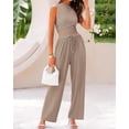 thumbnail image 3 of BTFBM Summer Outfits For Women Cropped Sleeveless Tank Tops Wide Leg Pants 2 Piece Sets Beach Lounge Set Clothing, 3 of 7