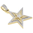 thumbnail image 4 of 10K Yellow Gold Mens Diamond Triple Star Stacked Pendant 1.35" Pave Charm 3/7 CT, 4 of 6