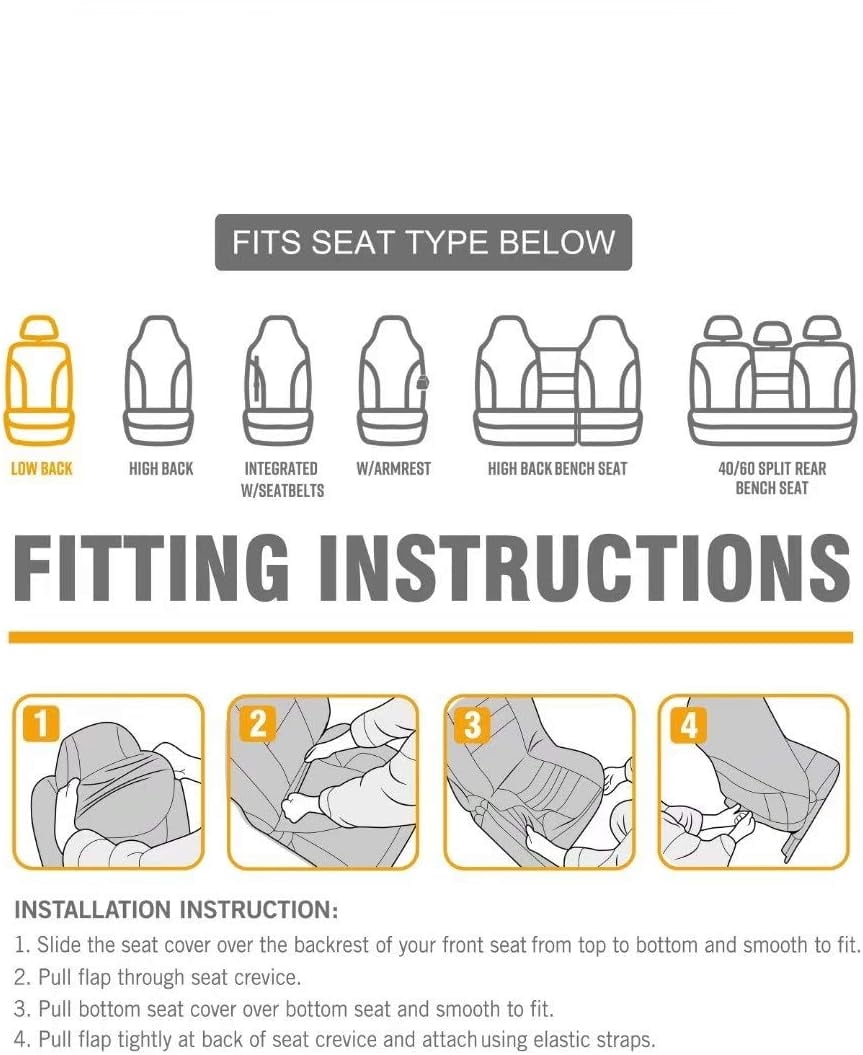 PM  Baja Blanket Bucket Seat Cover for Car, Truck, Van, SUV - Airbag Compatible (4PCS-Low Back)