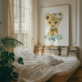 thumbnail image 4 of Lion, Jungle Animals, Safari Animals, Blue Flowers, Boy Nursery - Illustration Animal Watercolor Floral Wildlife Flowers Whimsical Unframed Wall Art Print 36 x 48 inches, 4 of 13