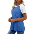 thumbnail image 5 of Ohufal Women Crewneck Short Sleeve Shirts Raglan Sleeve Solid Color Tunic Tee Casual Pullover T-Shirts, 5 of 7
