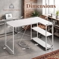 thumbnail image 4 of 47" Reversible L Shape Desk with Power Outlets & Adjustable Storage Shelves, Corner Computer Desk for Home Office Gaming,White, 4 of 9