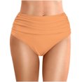 thumbnail image 2 of MNCEKFOD Womens Swim Bottoms Summer Beach High Waist Pleated Swim Trunks Double Layered Triangle Swimsuit Bathing Suit Bottoms Orange L, 2 of 6