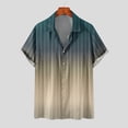 thumbnail image 2 of FRSASU Men's Vintage Bowling Shirts Hawaiian Casual Short Sleeve Button Down Stripe Printed Beach Shirt Summer Gradient Tops Khaki, 2 of 5