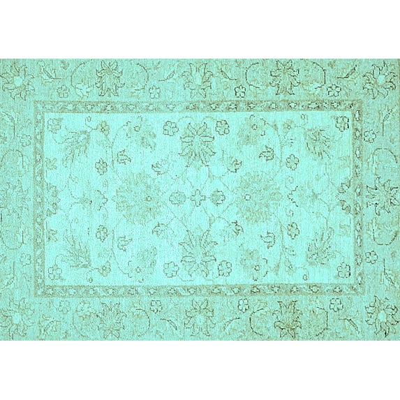 Ahgly Company Indoor Rectangle Oriental Light Blue Traditional Area Rugs, 2' x 4'