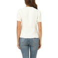 thumbnail image 3 of MODA NOVA Junior's Elegant Embroidery Lace Button Front V Neck Chiffon Shirt White 2XL, 3 of 5