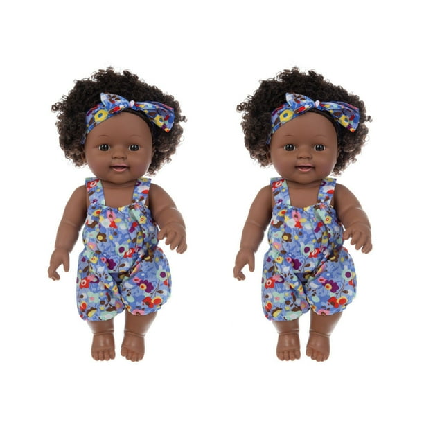 Negro africano negro bebé lindo rizado negro 12 pulgadas vinilo bebé juguete Wmkox8yii shdjk4323