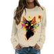thumbnail image 1 of Gibobby Divertidas Sudaderas Sudadera holgada deportiva informal de felpa con cuello redondo y estampado de y girasol a la moda para mujer(1)(Beige, S), 1 of 5