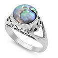 thumbnail image 1 of Abalone Leaf Swirl Cutout Ring .925 Sterling Silver Band Jewelry Female Male Unisex Size 7, 1 of 4