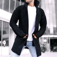 thumbnail image 2 of VNKIDY Men's Sweater Coat Autumn Winter Oversized Solid Color Ribbed Knit Cardigan Long Sleeve Open Front Thermal Loose Fit Coat With Kangaroo Pockets For Cold Weather Daily Wear Soft Knitwear, 2 of 6