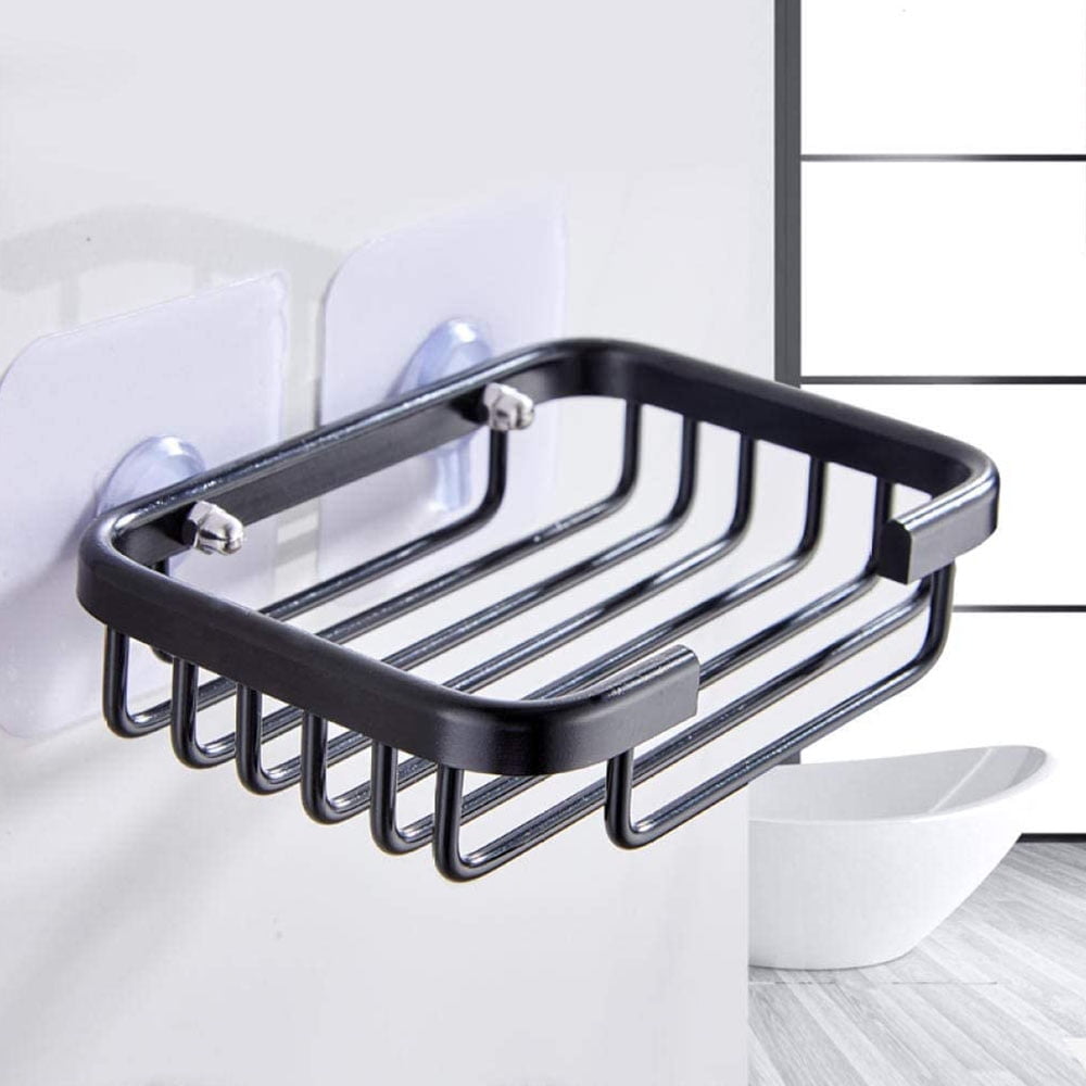 Metal Soap Dish Drain Tray Bathroom Soap Holder Mount Rack Chrome Iron Rack Use 