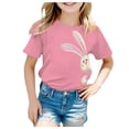 thumbnail image 2 of Ruyang Girls Boys Bunny Graphic T-Shirt Cute Easter Bunny Printed Design, Adorable Short Sleeve Casual Top for Kids, 2 of 6