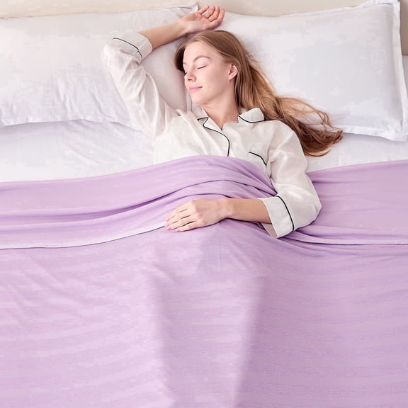 EMME Cooling Throw Blanket,Arc-Chill Q-Max>0.5 With Double Sides, Lightweight Summer Blanket for Couch Sofa, Cold Bed Throws for Hot Sleepers,Keep Body Cool for Adults, Lavender Throw(50"x 70")