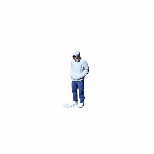 Figura de resina en miniatura Sudadera gris con capucha para hombre