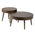 thumbnail image 4 of COSIEST 2-Piece Brown Traditional Sturdy MDF Round Coffee Table Nesting Set, 4 of 9