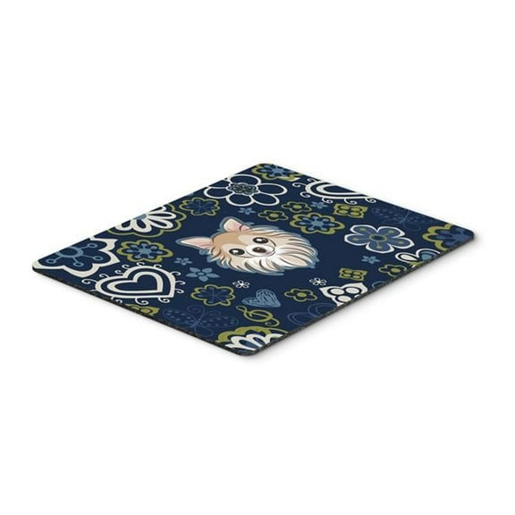 Blue Flowers Chihuahua Mouse Pad, Hot Pad or Trivet