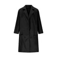 thumbnail image 4 of BXJX Women's Winter Wool Coat- Thicken Inner Lining Casual Warm Comfortable Soft Notch Lapel Breasted Peacoat with Pocket Black Size 2XL, 4 of 9