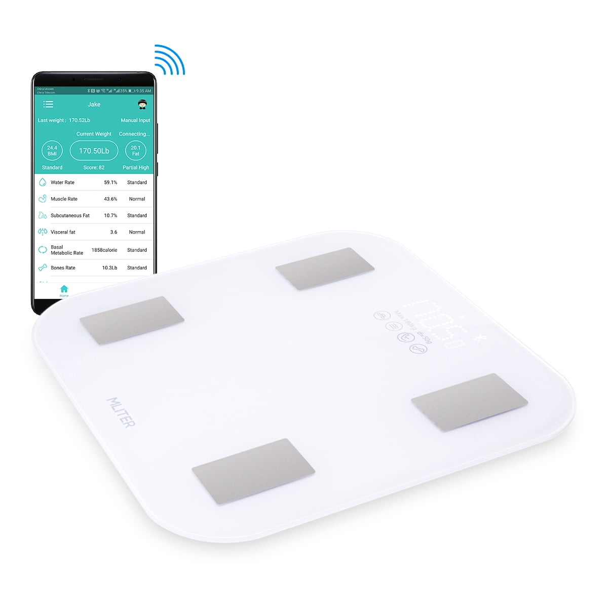 Body Fat Scale Easy Operation Measure 11 Body Composition Data High Precision Statistics By Date/Week/Month 16 Users Information Storage Super White Tempered Glass Platform