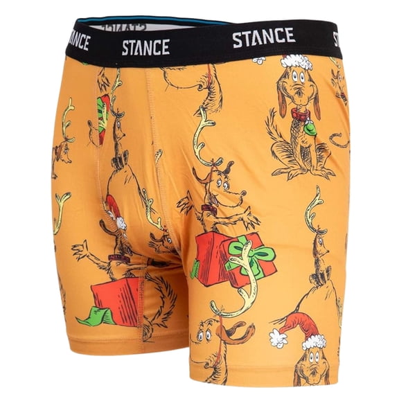 Stance Men's Grinch Max Boxer Brief Underwear Large (34-36) Orange Poly Blend