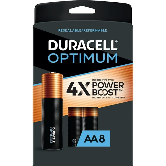 Duracell Optimum AA Batteries | 8 Count Pack | Lasting Power Double A Battery | Alkaline AA Battery Ideal for Household and Office Devices | Resealable Package for Storage