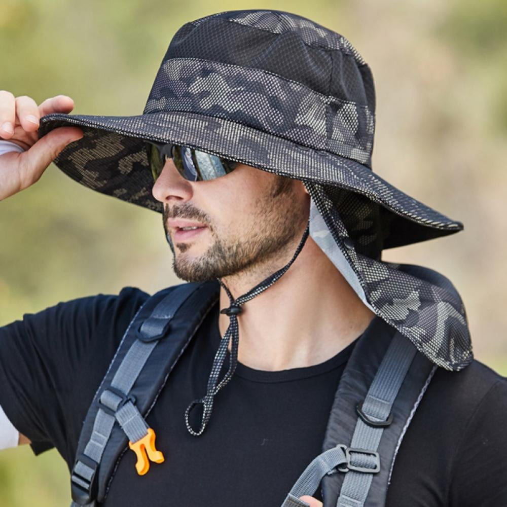 Outdoor Sun Hat with Face Neck Flap Wide Brim Cap for Fishing