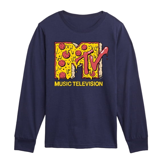 MTV Logo - MTV Pizza - Youth Boys Long Sleeve Graphic T-Shirt