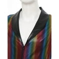 thumbnail image 3 of Zaldita Mens 70s Disco Jumpsuit V Neck Wide Leg Bodysuit Shiny Plaid Romper Hippie Music Festival Jazz Party Clubwear Rainbow XL, 3 of 5