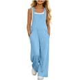 thumbnail image 4 of Vornjynx Girls Overalls with Pocket Comfort Soft Straight Fit Summer Casual Trendy Jumpsuits Blue Size 6, 4 of 10