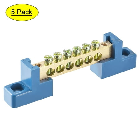 

Uxcell Bridge Design Terminal Screw Block Barrier Brass 6 Positions Blue 5 Pack