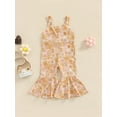 thumbnail image 2 of Bagilaanoe Toddler Baby Girl Jumpsuit Sleeveless Floral Print Romper Sling Overalls 12M 18M 24M 3T 4T 5T Kids Long Flared Pants Casual Outfits, 2 of 8