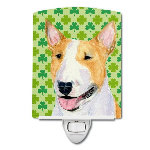 Bull Terrier St. Patrick's Portrait Ceramic Night Light