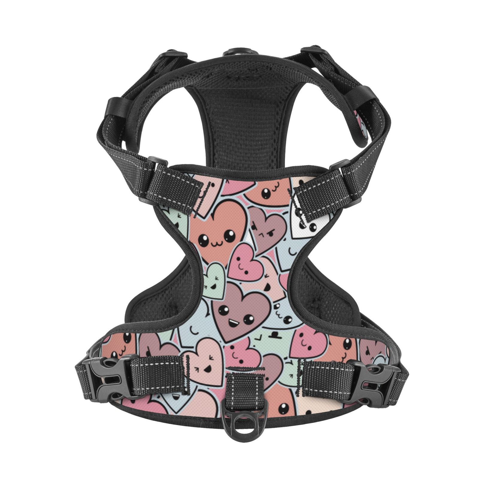 Kdxio Cartoon Hearts Print No Pull Dog Harness Adjustable Reflective Oxford Easy Control Medium Large Dog Harness for Training and Everyday-Small