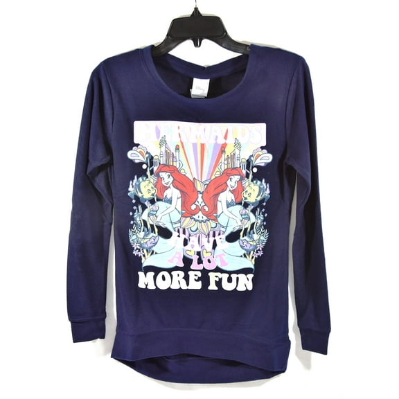Disney, "Mermaids Have a Lot More Fun" Brushed Fleece Sweatshirt - Juniors, Navy, XX-Large, Each