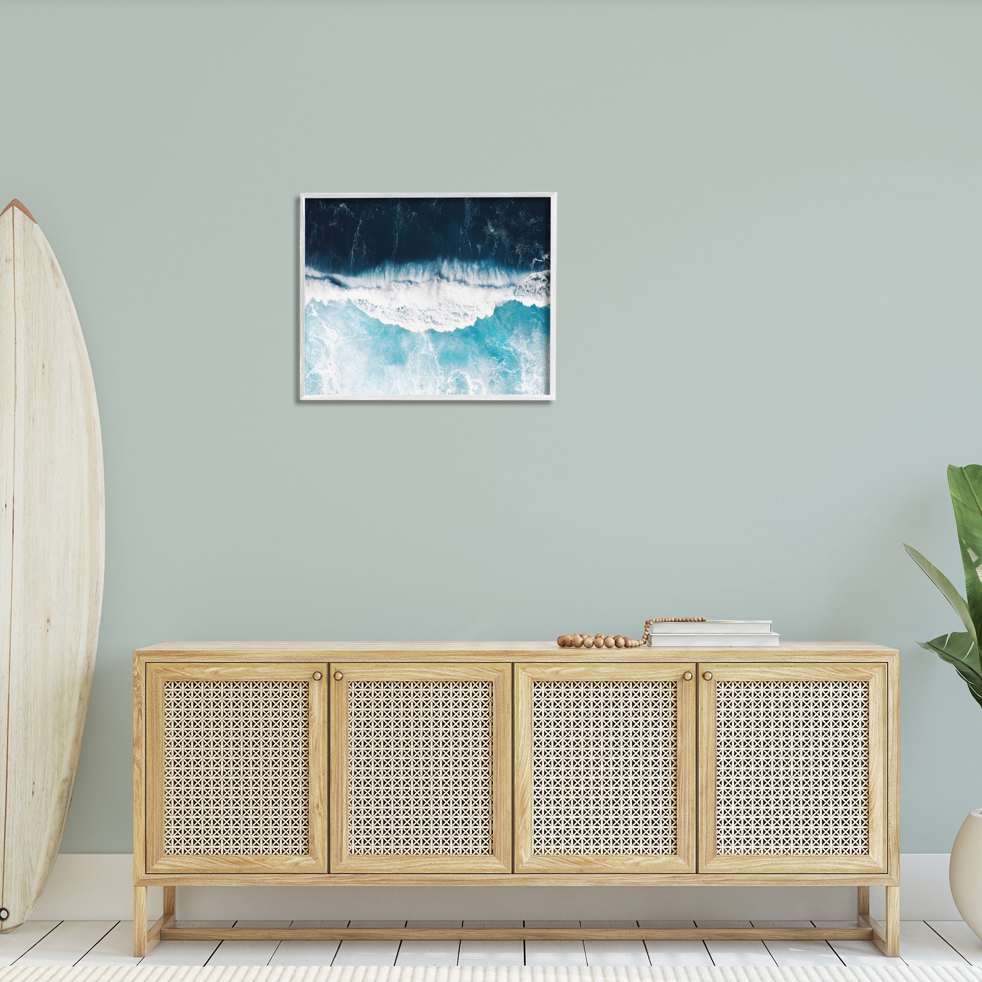 Stupell Industries Crashing Ocean Waves Landscape Photography White Framed Art Print Wall Art, 30 x 24